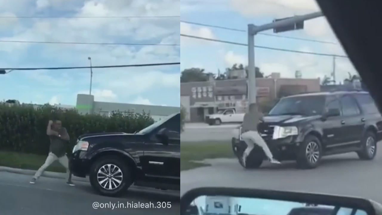 in hialeah wild road rage captured on video red light road rage